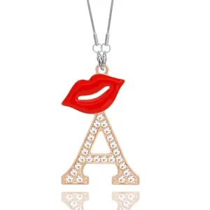 Letters Pendant with Lips Trendy car Accessories for Women - Shiny Car Decor Rearview Mirror Decoration