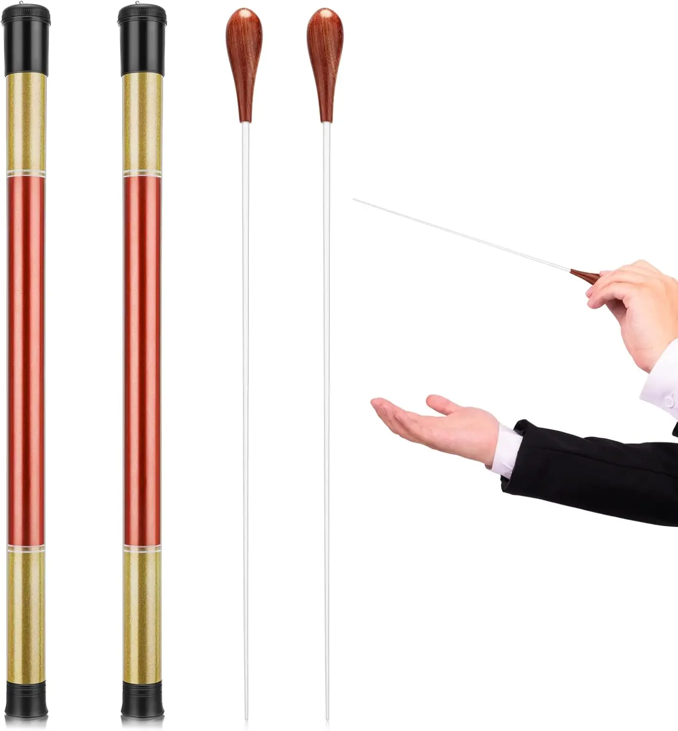 2 count 15 Inch Music Conducting Baton with Case Conductor Baton Orchestra Rosewood Handle Music Conductor Baton Lightweight Choir Director Baton for Choral Symphony Concert(Purple)