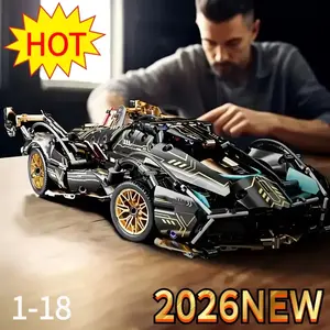 Building Block Racing Car V12 Building Block Car Black and Gold Fine Desktop Wooden Model Car Birthday Gift Gift for boyfriend