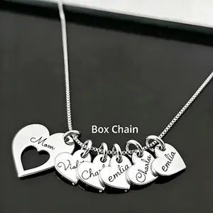 AS198 Meaningful Personalized Hearts  Family Name Multiple Heart Names Necklace, Birthday,Family Keepsake Necklace Family Names Mom's Day Gift For Mother's Day