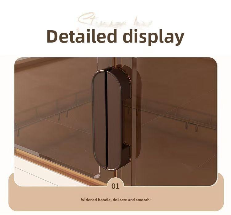 Foldable plastic storage cabinet with doors and wheels, suitable for large-capacity stacked storage in bedrooms, living rooms, and kitchens—high-quality, space-saving design, easy to assemble, magnetic closure, transparent doors