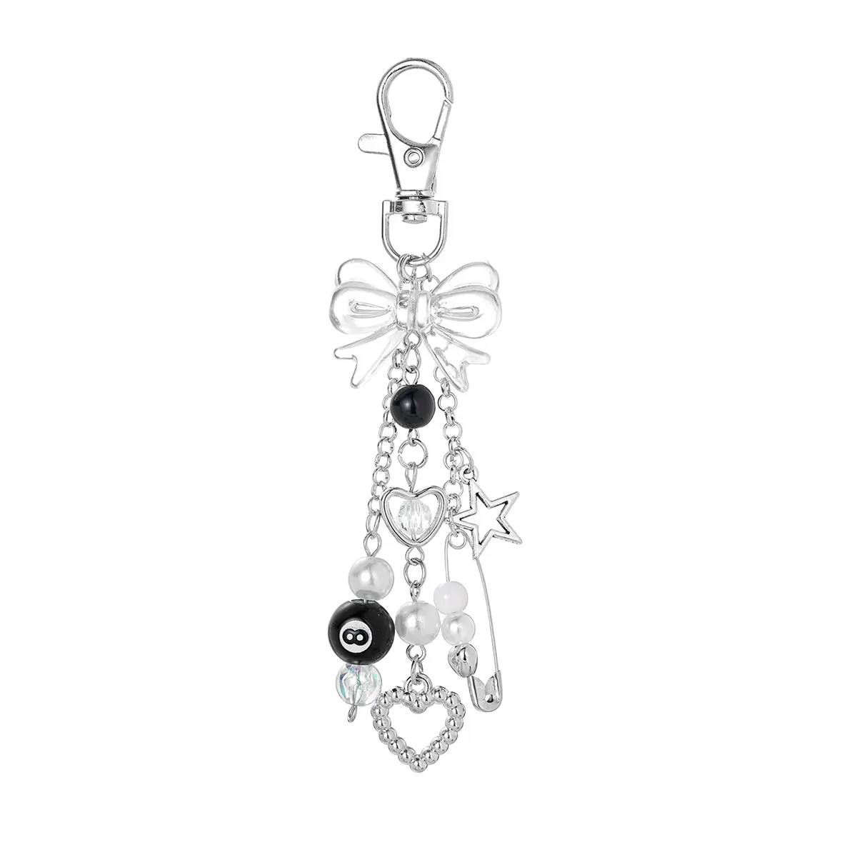 1pc Fashion Handmade Resin Bead Keychain, Punk Style Women's Accessory, Lobster Clasp Pendant For Car Keys, Bag Charm For School Backpack, Cute Goth Y2K Keychain Gift