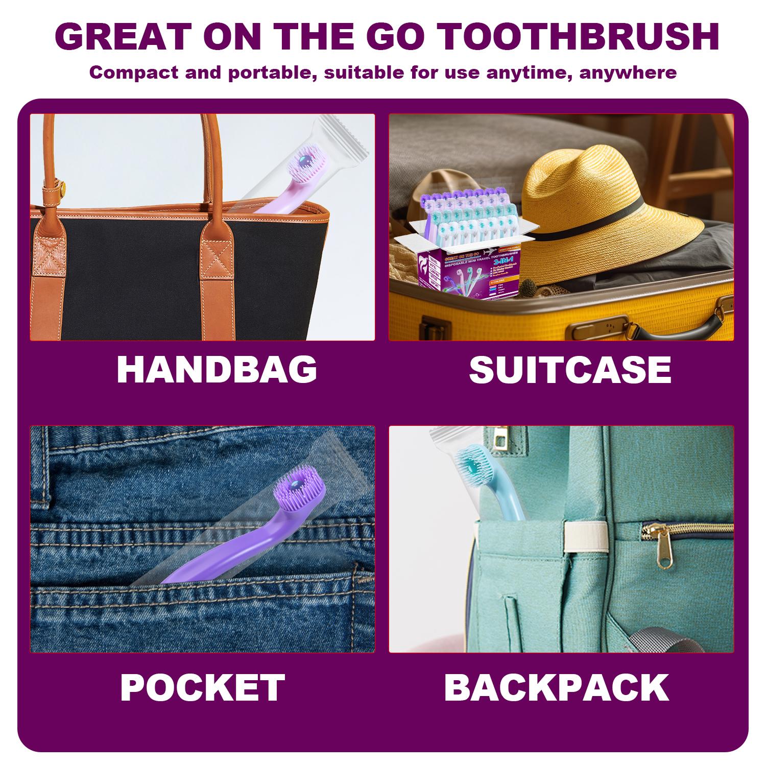 48 disposable convenient toothbrushes for travel Soft and fine hair that does not damage gums or enamel No Rinsing Needed, Individually Wrapped&TSA Friendly, Soft Fine Bristles Precise Cleaning forHard-to-Reach Spots, Teeth&Gums CareCleaner Dental