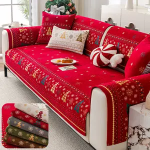 Classic Christmas Theme Sofa Cushion, Sofa Slipcover, All Seasons Pet Friendly, Dustproof and Stain Resistant, Suitable for 1-4 Seater Sofas