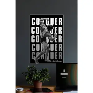 CONQUER, SIGNATURE POSE, Arnold Schwarzenegger, Motivational Poster