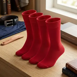 Men's Colorful Combed Cotton Crew Socks 4-Pack - Viscose Blend Dress Neon Vivid Crazy Fashion Socks Comfortable Breathable Everyday Wear Perfect for Casual Office Party Style Lightweight Soft Fabric Essential Clothing