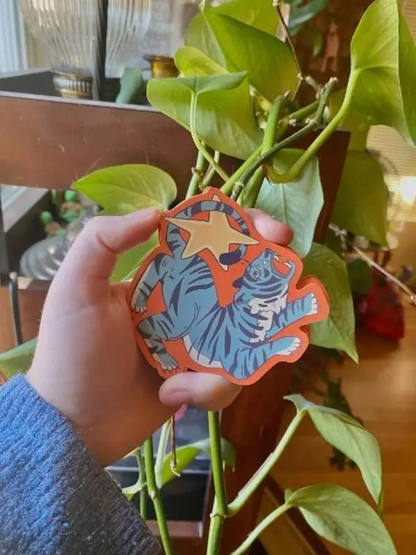 Bendy Blue Tiger Sticker, Tiger Sticker
