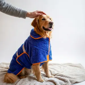 Bienbee Dog Bathrobe, Quick-Drying Super Absorbent Dog Robes for Bath, Pet Dressing Gown with Adjustable Velcro Strap, Warm Dog Clothing
