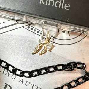 Gold Ribbon Dust Plug for Kindle – Coquette Bookish Charm | Romantic Gift for Readers & Book Club