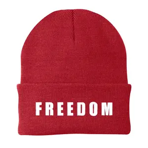 Freedom Embroidered Beanie Premium Quality Polyester Super Stretch 2 1/2" Cuff 7" W x 8" H NL-304CB