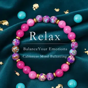 Pink Beaded Bracelet Charm for Relaxation Balance Your Emotions Calmness Mind Balancing Jewelry with Calming Beads & Gold Accents