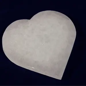 Selenite Crystal Large Flat Hearts Charging Plate (One Plate)