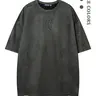 Men's Embroidery Drop Shoulder Suede Polyester Tee, Street Fashion Soft Comfy Half Sleeve Round Neck T-Shirt for Summer, Men's Top for Daily Wear #GLOBAL PICKS