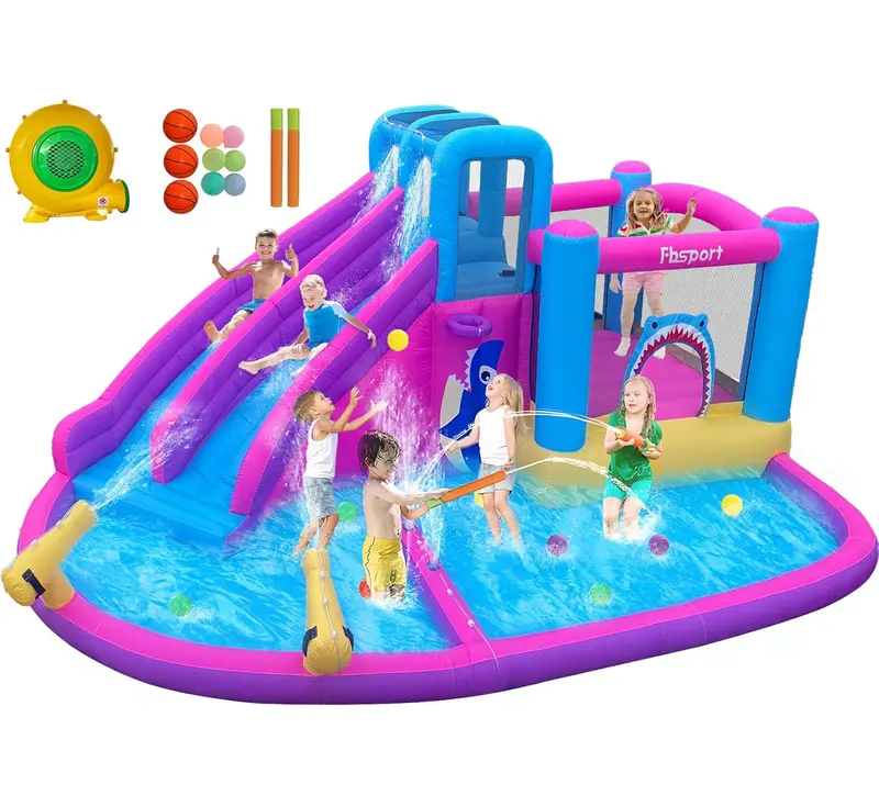 Sloosh Single Lane Water Slide - 19ft Backyard Lawn Slide With Sprinklers For Kids And Adults