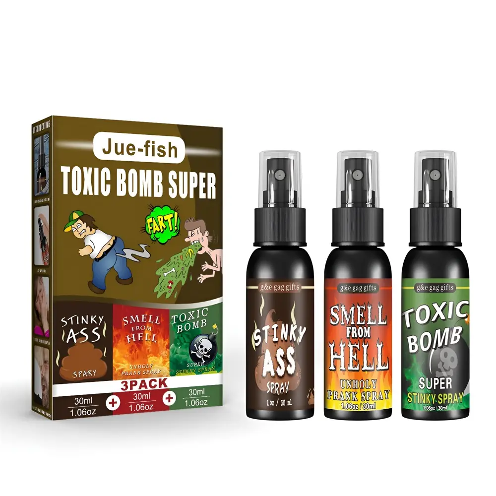 April Fool's Day 3P Fart Spray Extra Strong Potent Stink Spray Non Toxic Fart Bomb Prank Stuff Hilarious Gag Gifts for Adults or Kids