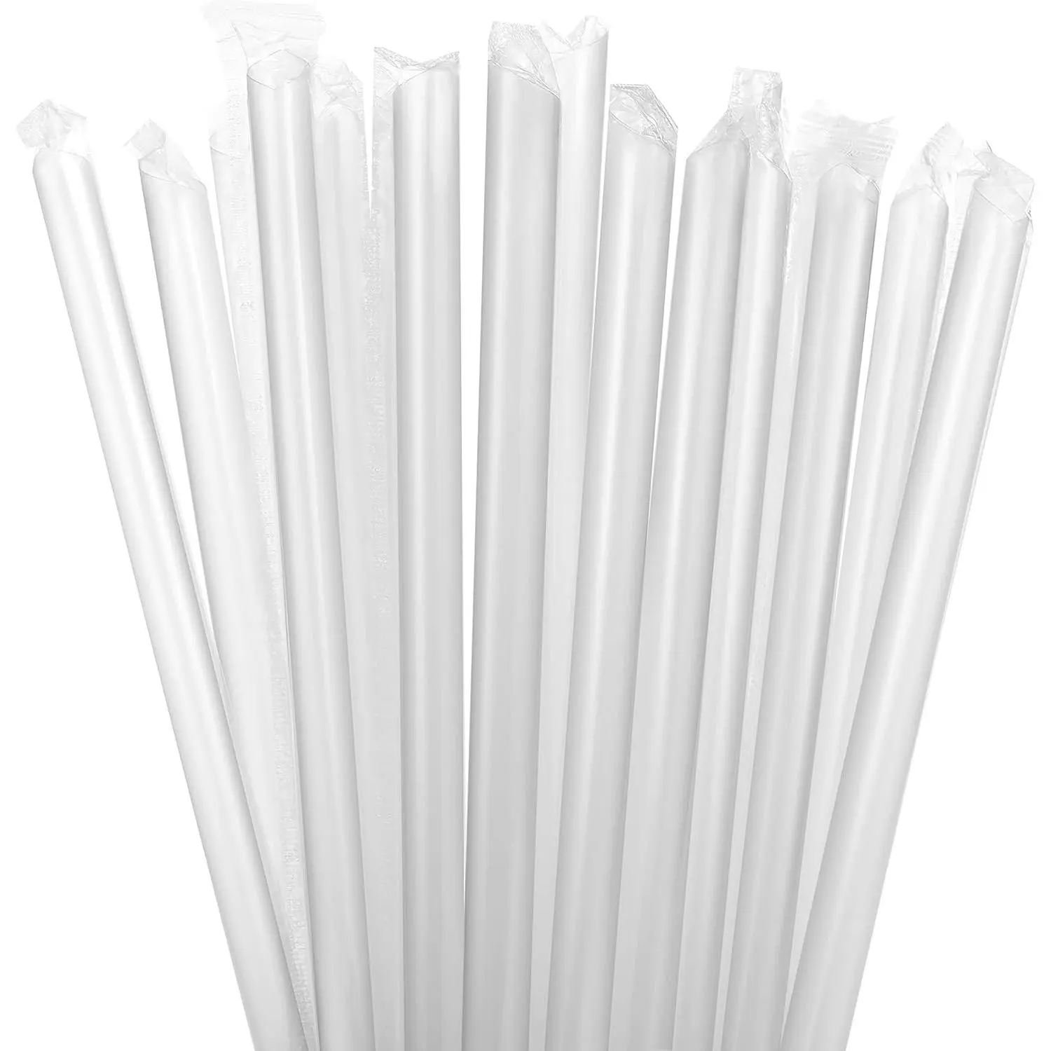 400 count Clear Boba Straws  Smoothie Straws,Individually Wrapped Disposable Plastic Large Wide-mouthed Milkshake Drinking Straws (0.43" Wide X 9.45" Long)