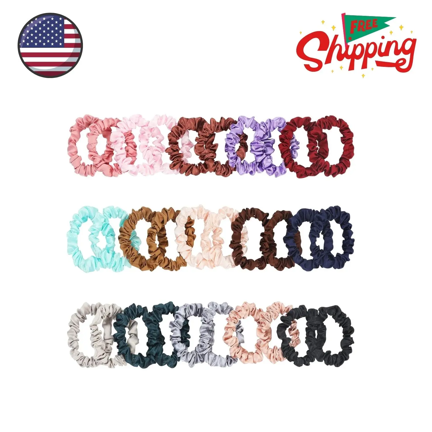 30Pcs Small Silk Satin Hair Scrunchies, Hair Ties