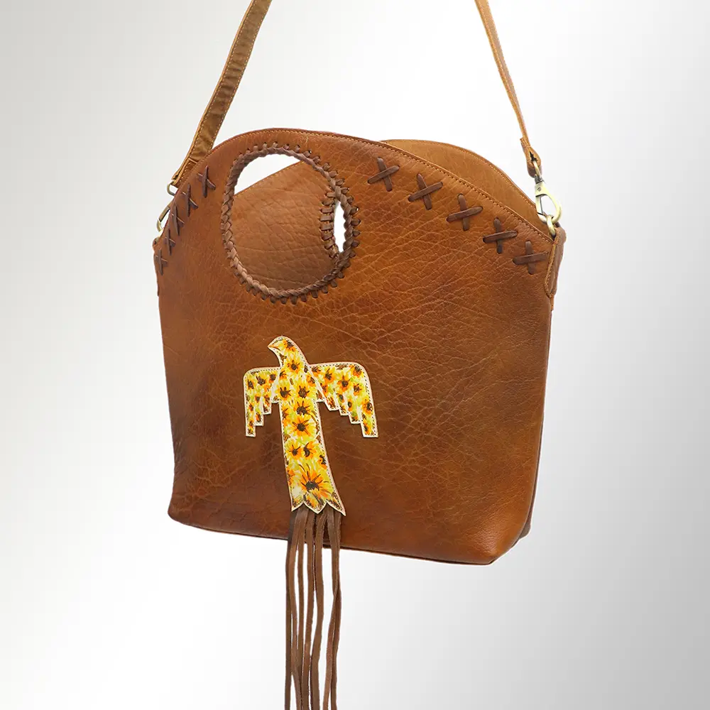 American Darling Bucket Bag Western Hand Painted Genuine Leather Handcrafted Purse with Fringes and YKK Zipper