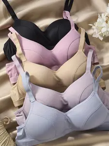 YOUKA Women Color Fine Mesh Bra Breathable Sweat Proof Soft, Medium Support No Cleavage Pressure Adjustable Shoulder Straps No Shoulder Strain Elastic Bottom Circumference Mother’s Day Essentials