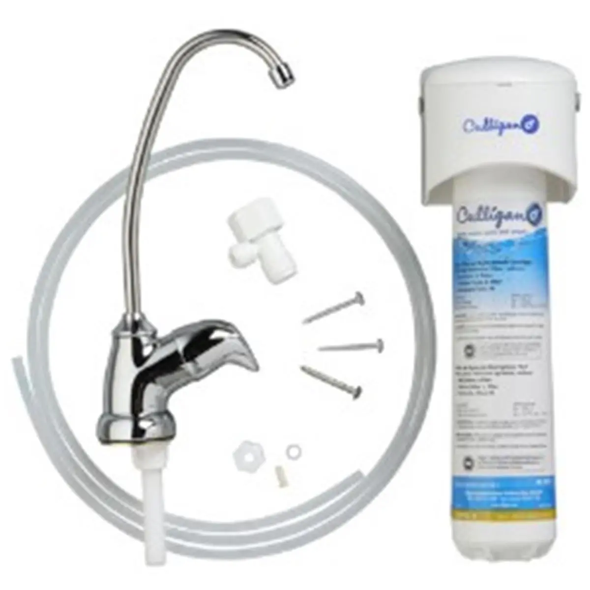 Culligan US-EZ-1 Under Sink Plastic Drinking Water Filter System with Quick Connectors, 1/4" Plastic Tubing, Lead-Free Faucet, Cartridge, Easy Twist-On Design, Filter Change Reminder Sticker
