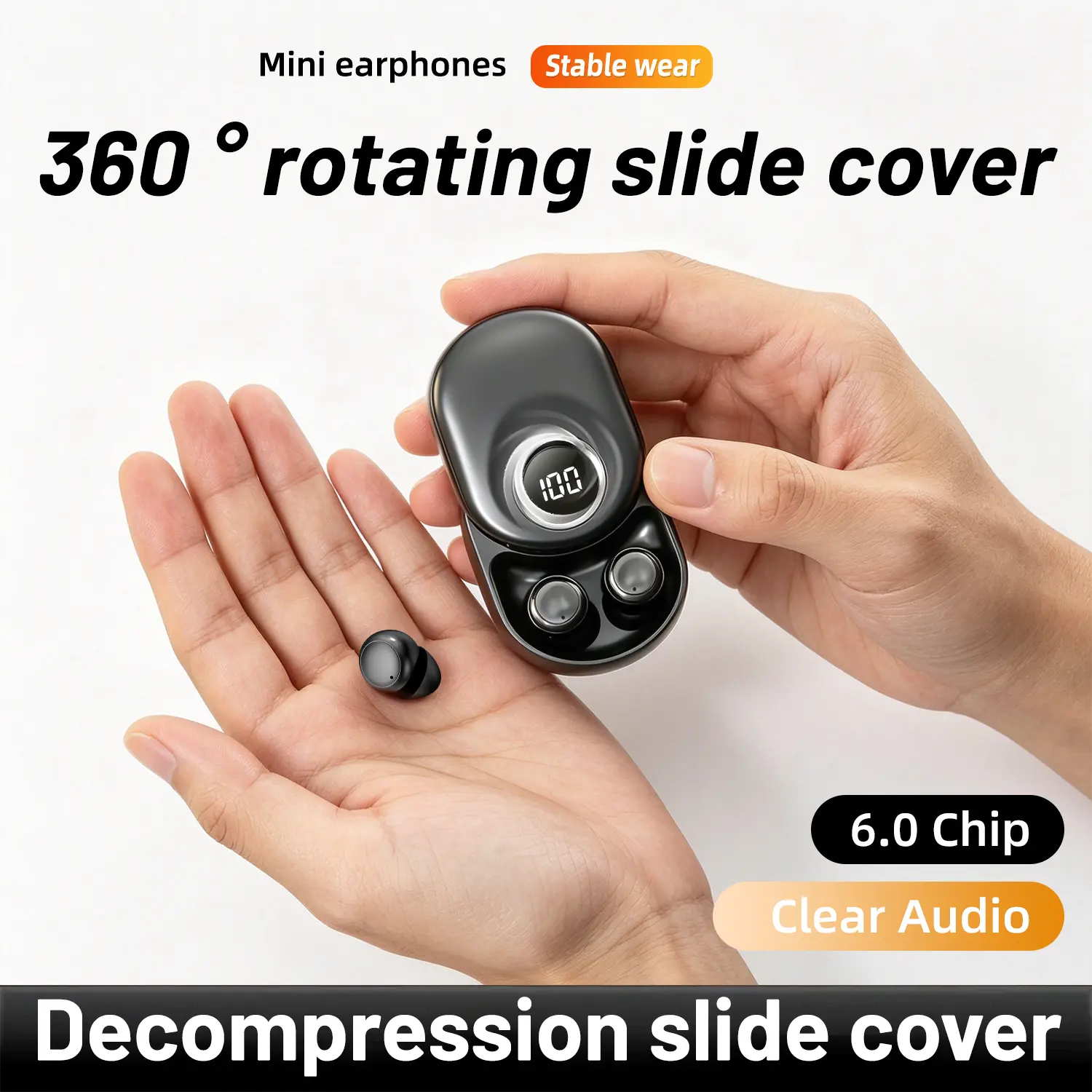 Ultra Mini Invisible Bluetooth Earbuds, Tiny Wireless TWS Earphones with Digital Display Case, Small Hidden Earbuds Lightweight Portable Earphones for Travel, Work and Daily Use