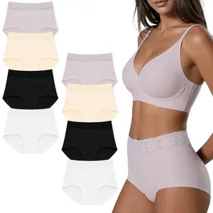 Alisia Grace Women’s Cotton Underwear-Breathable 4 or 8 Multiple Packs High-waisted Panties , Full Coverage Soft Ladies Underwear Briefs Womenswear