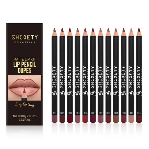 12-Color Lip Liner Set, Long-Lasting Smooth Texture, Precise Contouring, Ideal for Daily Use, Office, Parties, Makeup Essentials, Lip Liner Kit