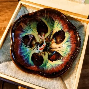 c11.Dehua Handmade Master Cup, Kiln Transmutation Porcelain, Chinese Fish Pattern Kung Fu Teacup