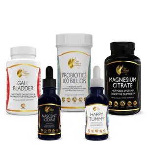 Coco March N.M.D Core Strength Kit Dietary Supplements Bundle with Gallbladder Nascent Iodine Probiotics 100 Billion Happy Tummy & Magnesium Citrate for Digestive Comfort Metabolic Balance Healthcare Natural