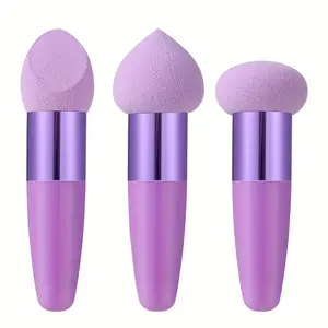 Makeup Applicator Sponge 3Pcs Makeup Sponge Pens With Handle Foundation Blending Sponge Powder Application Powder Puff Powder Foundation Liquid Blush Cream BB Cream Make Up Tools