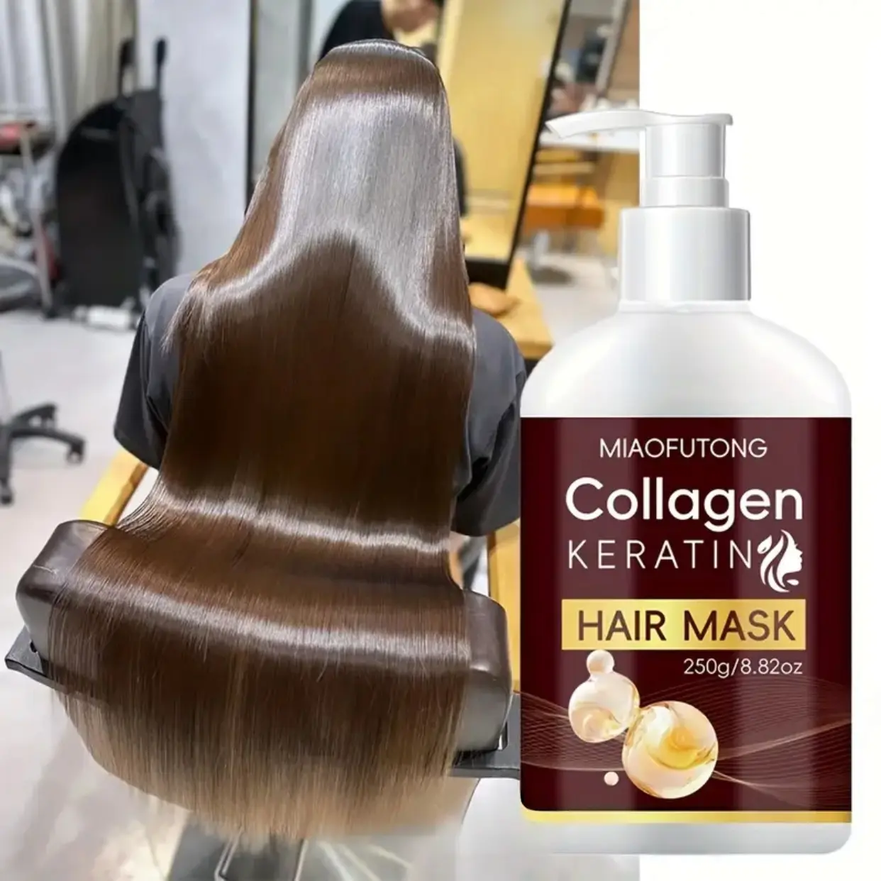 7 in 1 Collagen Hair Mask, Collagen Hair Treatment, Balm Texture, Deep Conditioning, Hydrating for Dry and Damaged Hair, Softening Hair, Enriched with Rosemary Oil, Castor Oil, Biotin, Keratin, Anti-Split Ends, Repair, Haircare Product