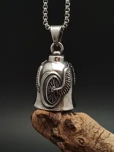 Motorcycle Stainless Steel Lucky Bell Necklace Pendant, Road Cycling Accessory, All Seasons Wear, Holiday Gift