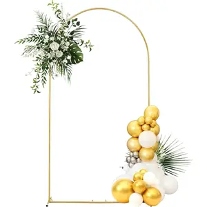 6.6x3.3ft Gold Wedding Arch Stand, U-Backdrop Frame for, Tool-Free Assembly Balloon Arch Kit, Door Arched Trellis for Bridal Shower, Entrance & Photo Booth