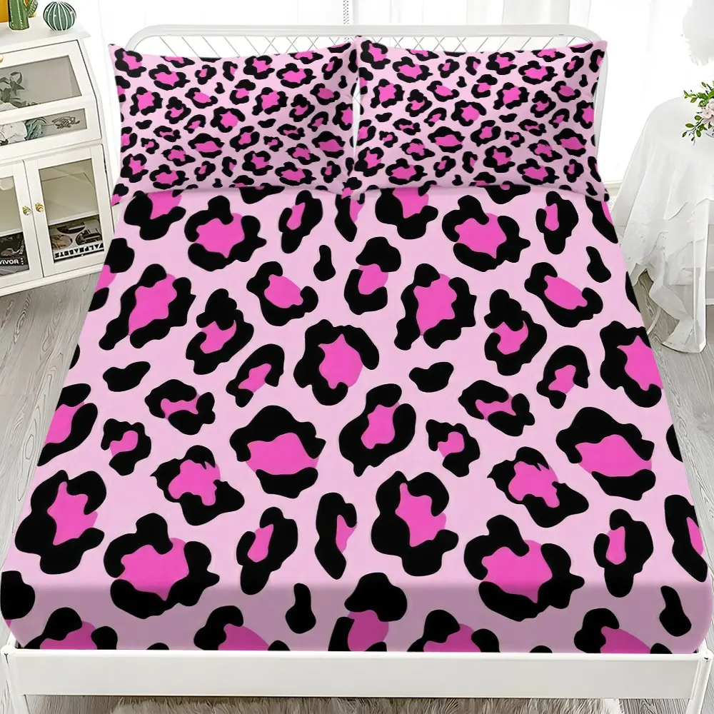 Tiger Print Bedding Set (1 Fitted Sheet + 2 Pillowcases), Modern Style, Suitable for Dorms, Bedrooms, Hotels, All Seasons, No Fillers