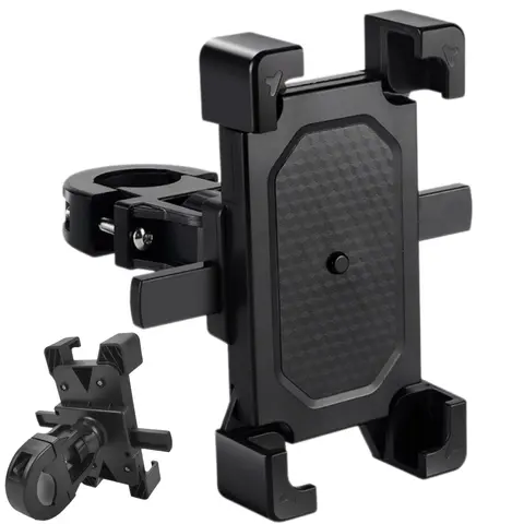 Widen Motorcycle Bike Phone Mount Holder Handlebar - 1S Quick Install, Fixed At Four Corners with A Safety Lock, Bicycle Phone Holder Clamp Large Phone Case for iPhone Samsung, Universal For 0.59-2.16" Handlebar Electric Scooter ATV Ebike Mountain Bike