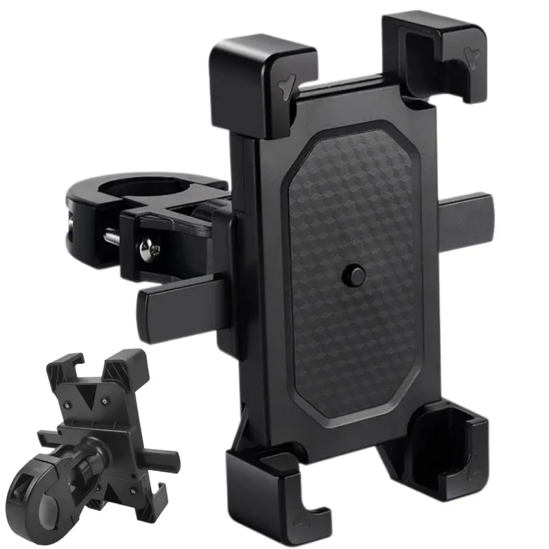 Widen Motorcycle Bike Phone Mount Holder Handlebar - 1S Quick Install, Fixed At Four Corners with A Safety Lock, Bicycle Phone Holder Clamp Large Phone Case for iPhone Samsung, Universal For 0.59-2.16" Handlebar Electric Scooter ATV Ebike Mountain Bike