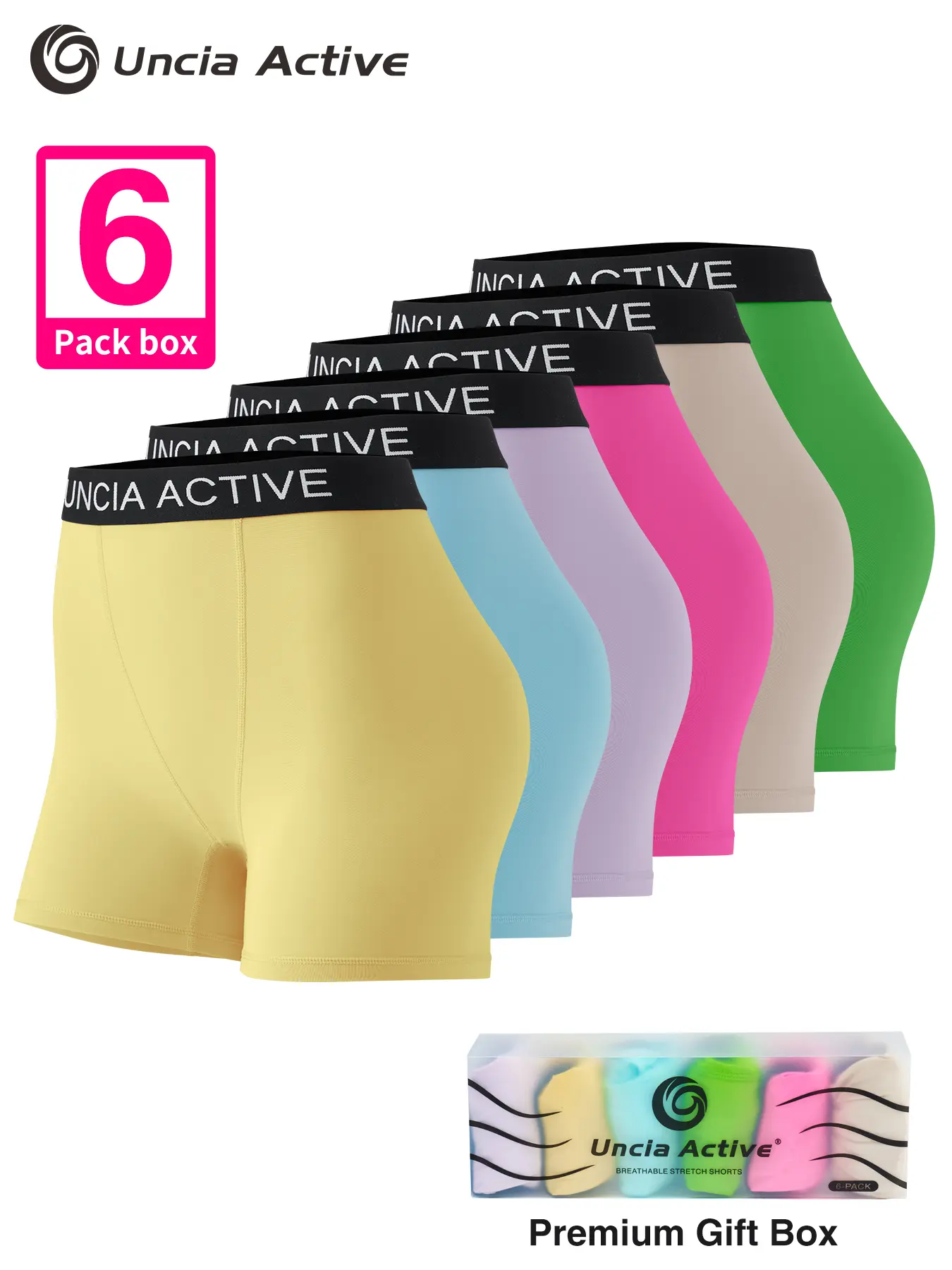 UNCIA ACTIVE Women's 2-Pack SuperSoft Comfy Plain Boxer Shorts with CREORA Spandex, Breathable for Lounging & Cycling, Do Not Dry Clean, Minimalist Basic Womenswear Underwear