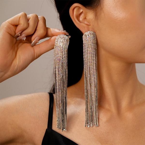 ANDKISS Bold & Chic Light Luxury Tassel Earrings Silver Posts Multi Layered Design with Sparkling Accents High Fashion Sophisticated for Modern Women Photo Magic Maker Must Have for Vacation Shopping Trip