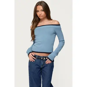 Kezzie Contrast Off Shoulder Knit Top