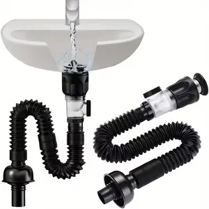 Sink Drain Kit for Bathroom, Flexible & Adjustable P-Rap Pipe, Prevents Odors, Fits 1-1/4 Inch & 1-1/2 Inch Drains