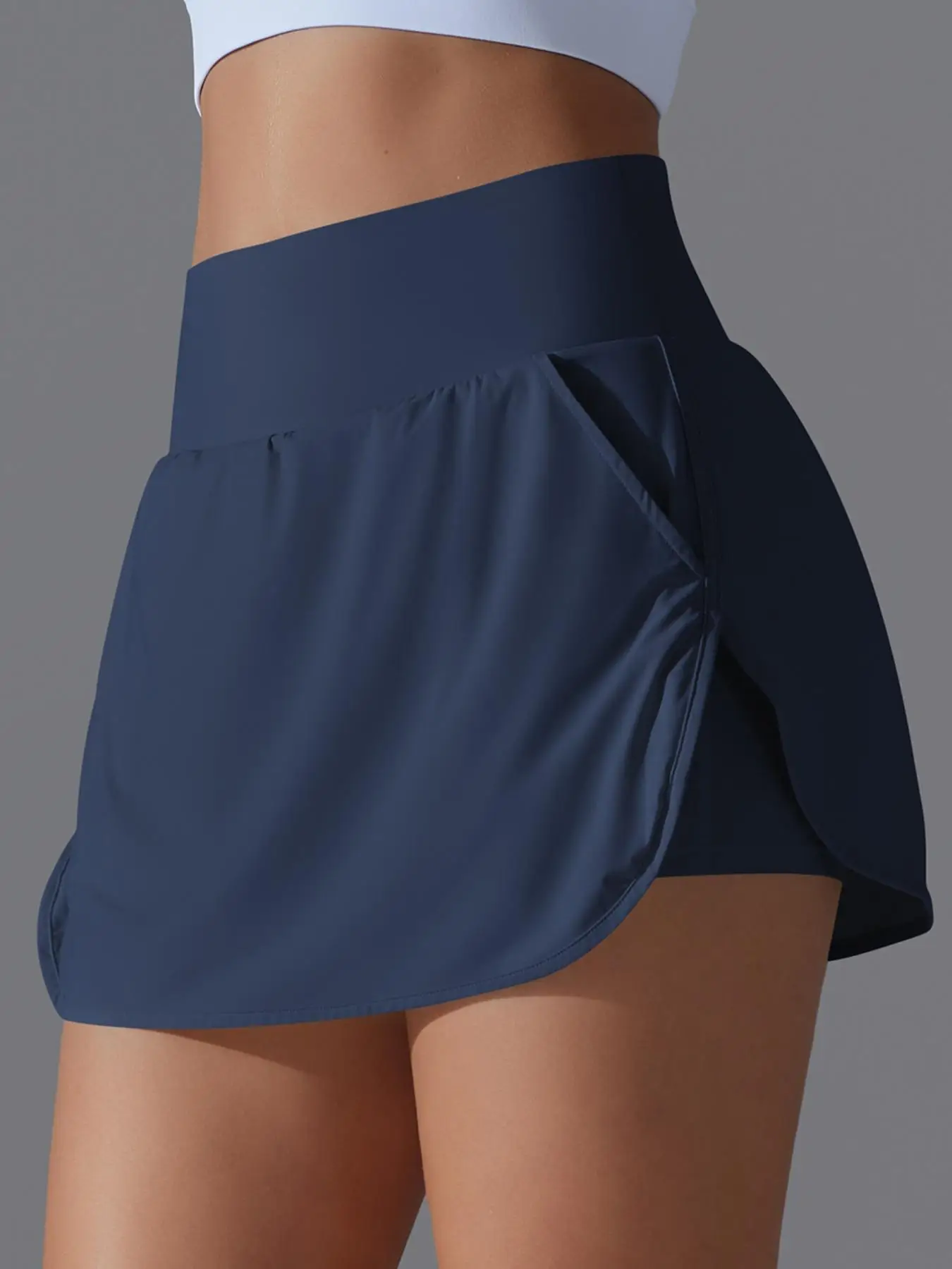 Women's Solid Color Pocket Sports Skort, High Stretch Quick-drying Skort for Golf, Ladies Sportswear for Indoor Outdoor Wear