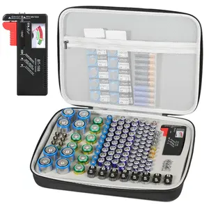 Battery Organizer Storage Case Tester Checker, Holder 140+ Batteries Bag for AA AAA AAAA 9V C D Lithium 3V LR44 1.5V CR1632 Box