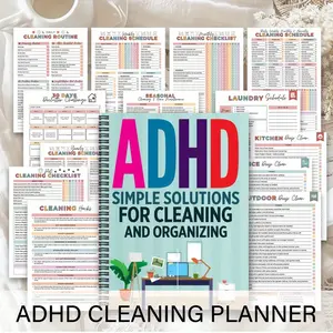 1 ADHD Cleaning Schedule Spiral Notebook, Cleaning Planner For Organizing, Color Coded Daily/weekly/monthly Cleaning Schedule and Checklist, Cleaning Hacks, Home Management Log, Office Organizations, Time Management and Personal Organizations