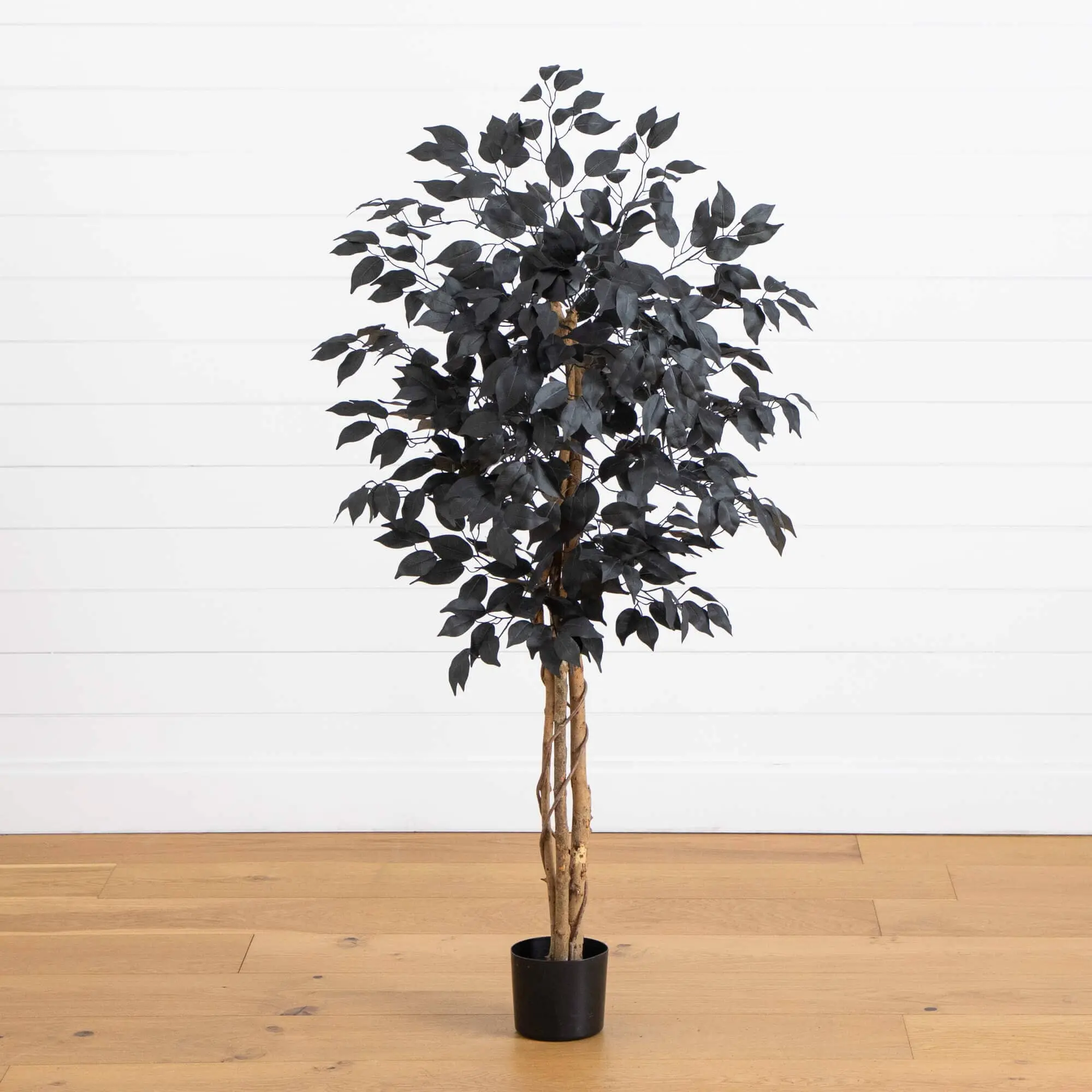 4-ft Tall Adjustable Synthetic Black Ficus Tree - Artificial Decorative Plant with Natural Trunk, Natural Look, Bendable Branches for Home, Floral Decor, Halloween, 4-Foot Tall