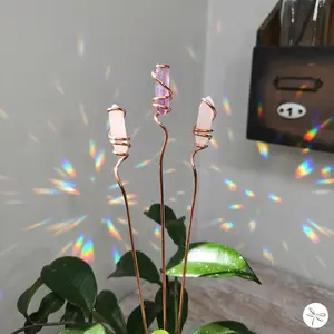 1Pcs Crystal Plant Stick Crystal, Flower Pot, Plant Growth Rack, Indoor Plant Trellis, Sun Catcher, Office Indoor Plant Accessories, Unique Thanksgiving Gift