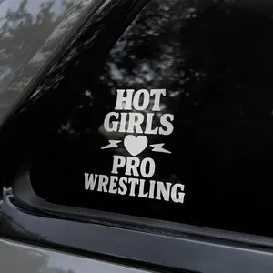 Hot Girls Love Pro Wrestling Decal Vinyl Sticker - White Text Design for Wrestling Fans