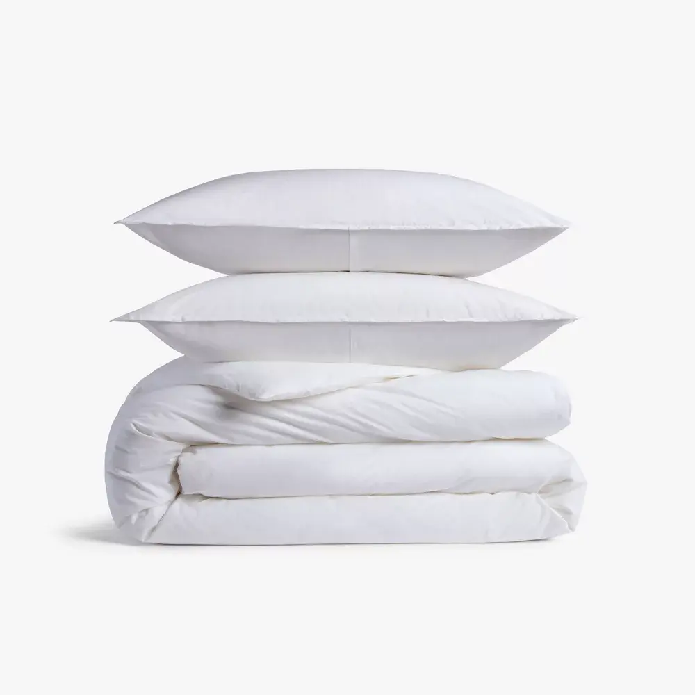 Parachute Casual Organic Cotton Duvet Cover & Sham Set - King/California King, White, for Casual Sleep