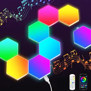 Hexagonal Light Panel Smart APP RGB Hexagon LED Wall Lamp with Remote Control and Music Sync, Ideal for Gaming Room, Living Room, Bedroom