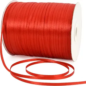 1/8 Inch X 870 Yards Red Thin Solid Satin Ribbon Giant Spool Double Face Woven Polyester Fabric Ribbons for Crafts Hanging Tags Invitation Card Balloons Bouquet Hair Gift Wrapping Party Decoration TONIFUL