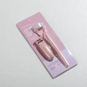 Apoolo Eco-Friendly Partial Eyelash Curler & Foldable Comb Set - Compact 2-in-1 Design for Adults - Comfortable Grip & High-Quality Materials - Pink